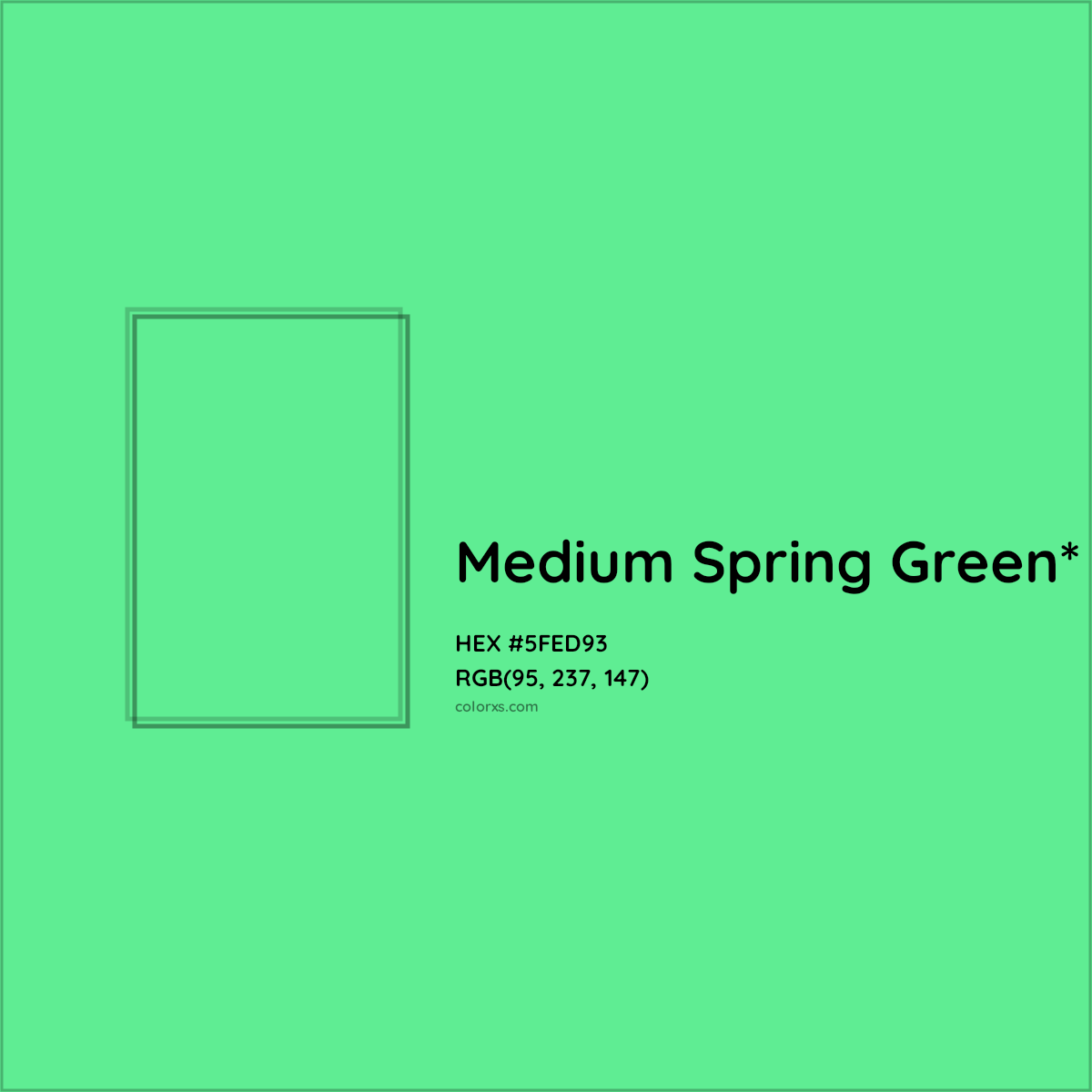 #5FED93 hex color. RGB, RYB, CMYK, HSL, HSV codes and color conversions. Matching color names, palettes, paints.