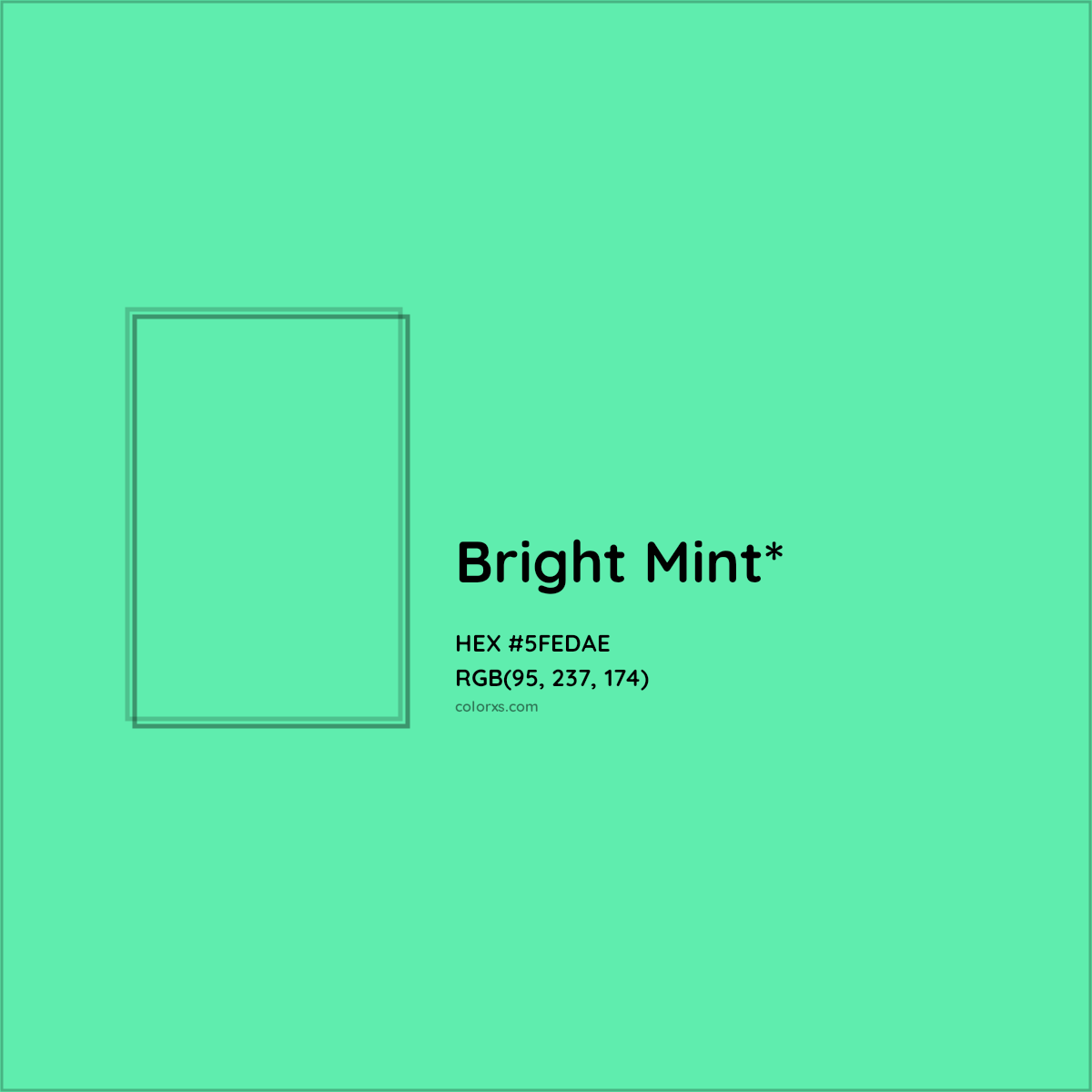 #5FEDAE hex color. RGB, RYB, CMYK, HSL, HSV codes and color conversions. Matching color names, palettes, paints.