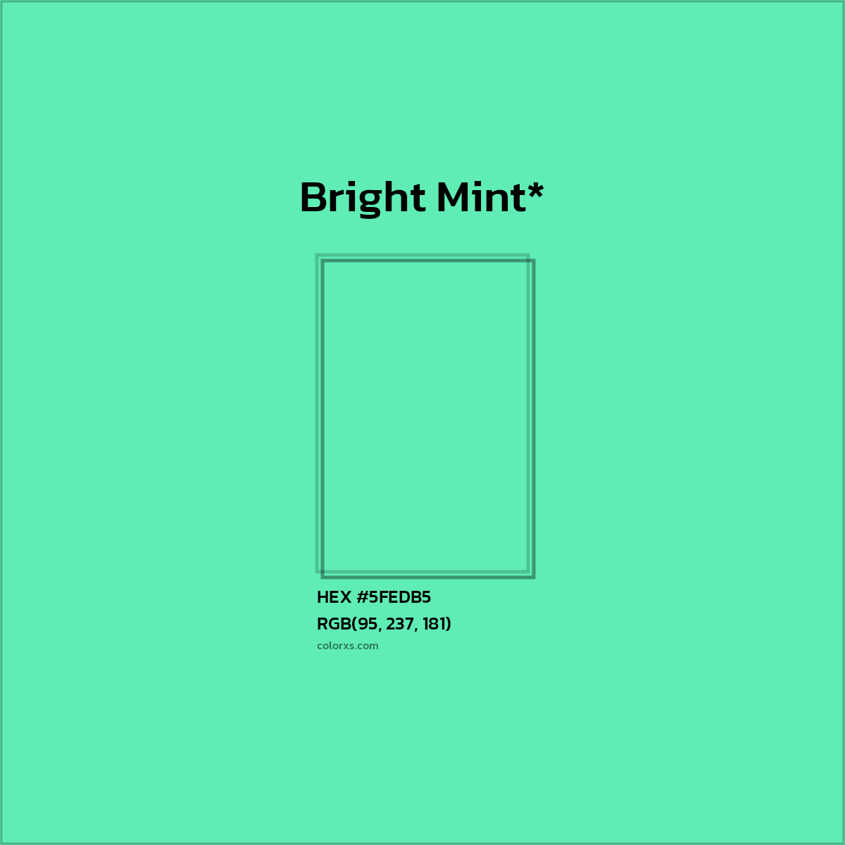 #5FEDB5 hex color. RGB, RYB, CMYK, HSL, HSV codes and color conversions. Matching color names, palettes, paints.
