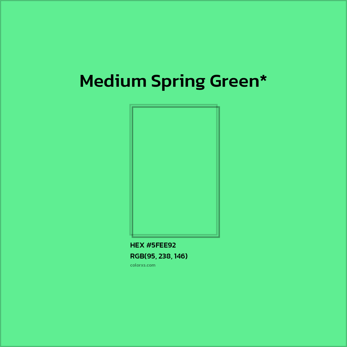 #5FEE92 hex color. RGB, RYB, CMYK, HSL, HSV codes and color conversions. Matching color names, palettes, paints.