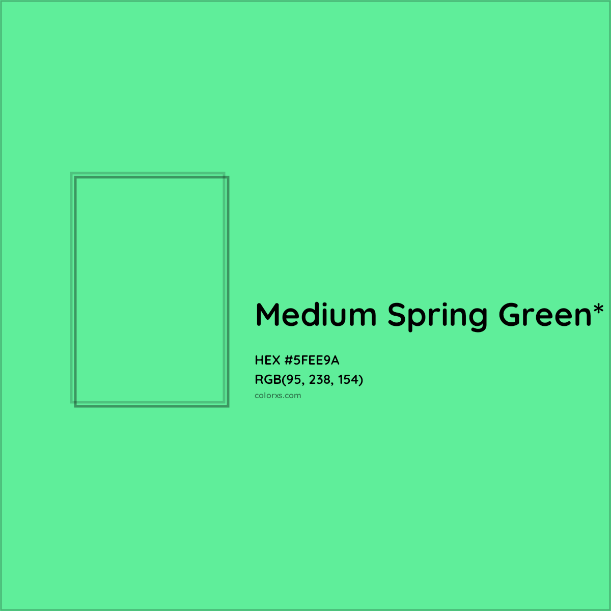 #5FEE9A hex color. RGB, RYB, CMYK, HSL, HSV codes and color conversions. Matching color names, palettes, paints.