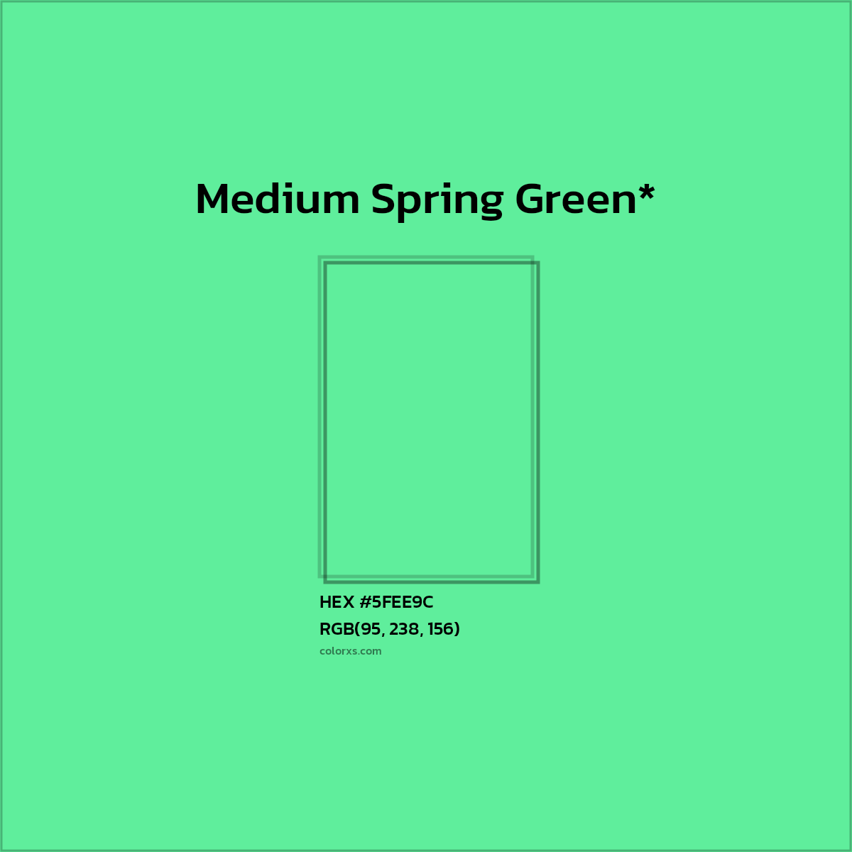 #5FEE9C hex color. RGB, RYB, CMYK, HSL, HSV codes and color conversions. Matching color names, palettes, paints.