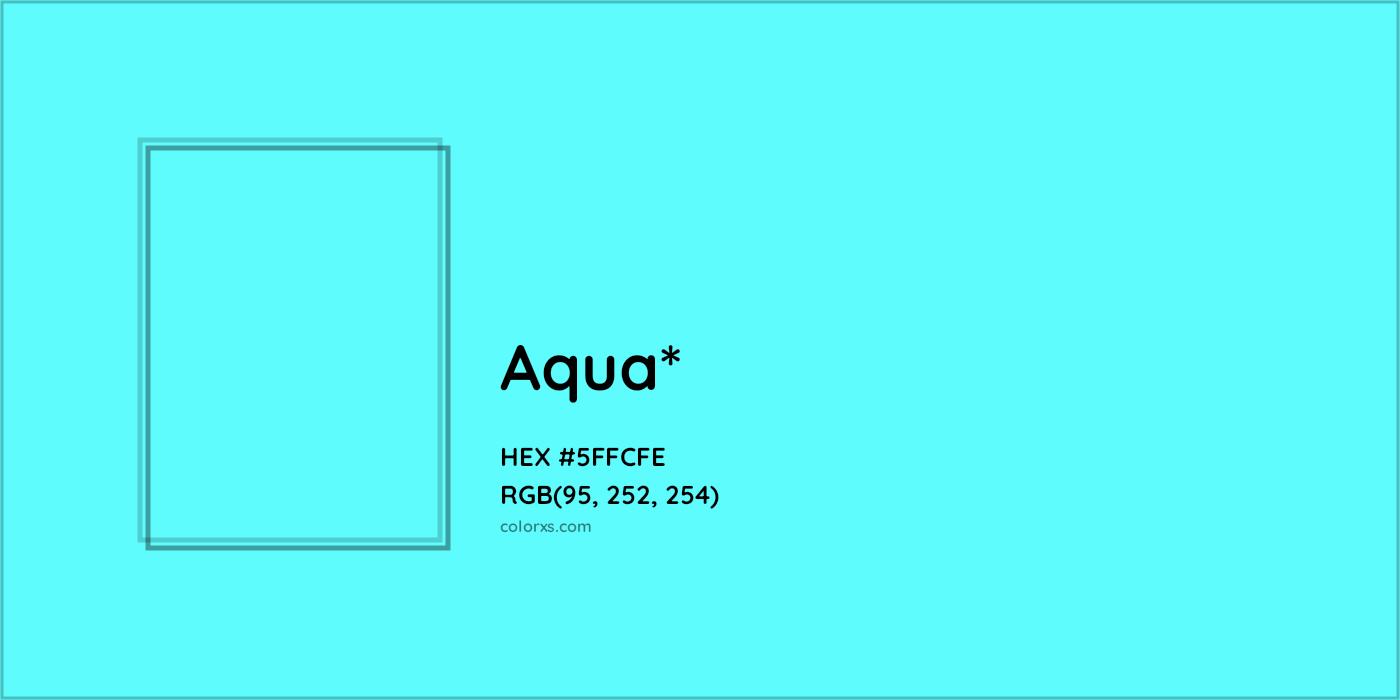 #5FFCFE hex color. RGB, RYB, CMYK, HSL, HSV codes and color conversions. Matching color names, palettes, paints.