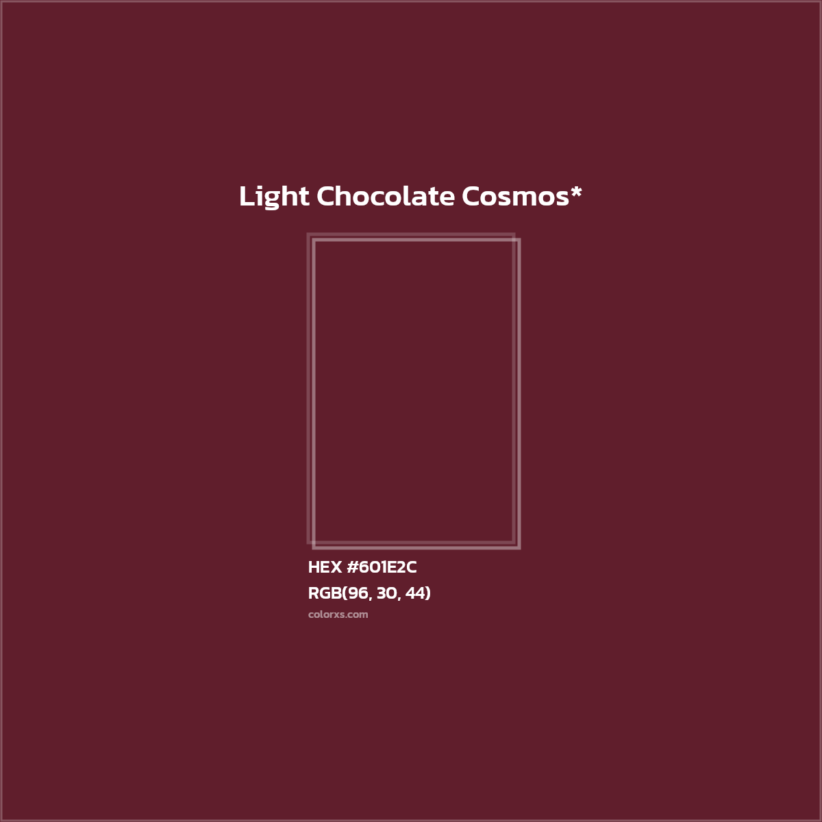 #601E2C hex color. RGB, RYB, CMYK, HSL, HSV codes and color conversions. Matching color names, palettes, paints.