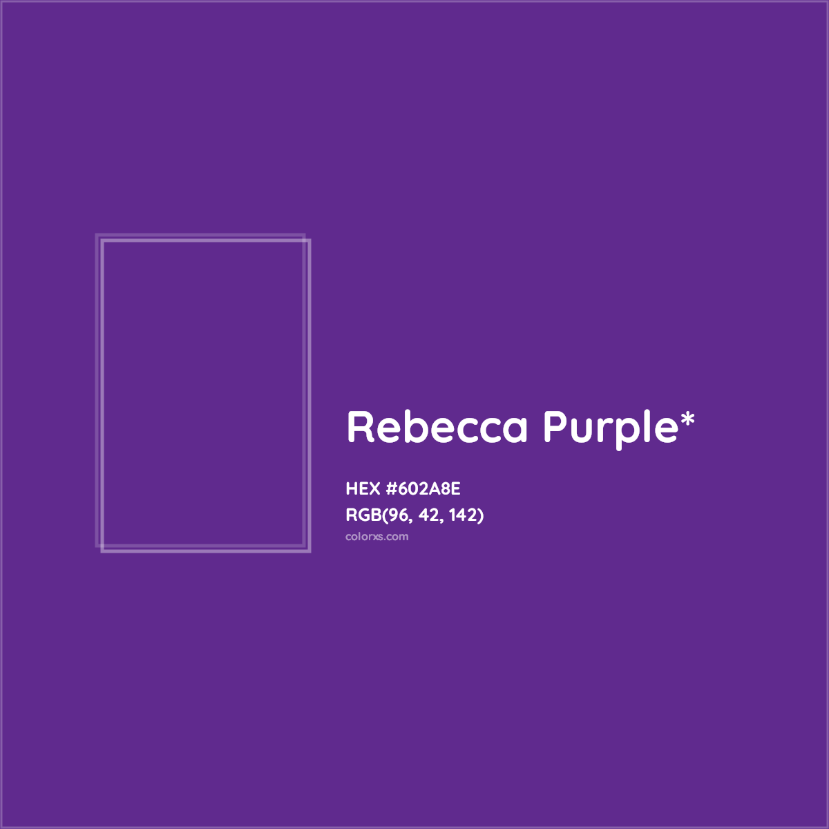 #602A8E hex color. RGB, RYB, CMYK, HSL, HSV codes and color conversions. Matching color names, palettes, paints.
