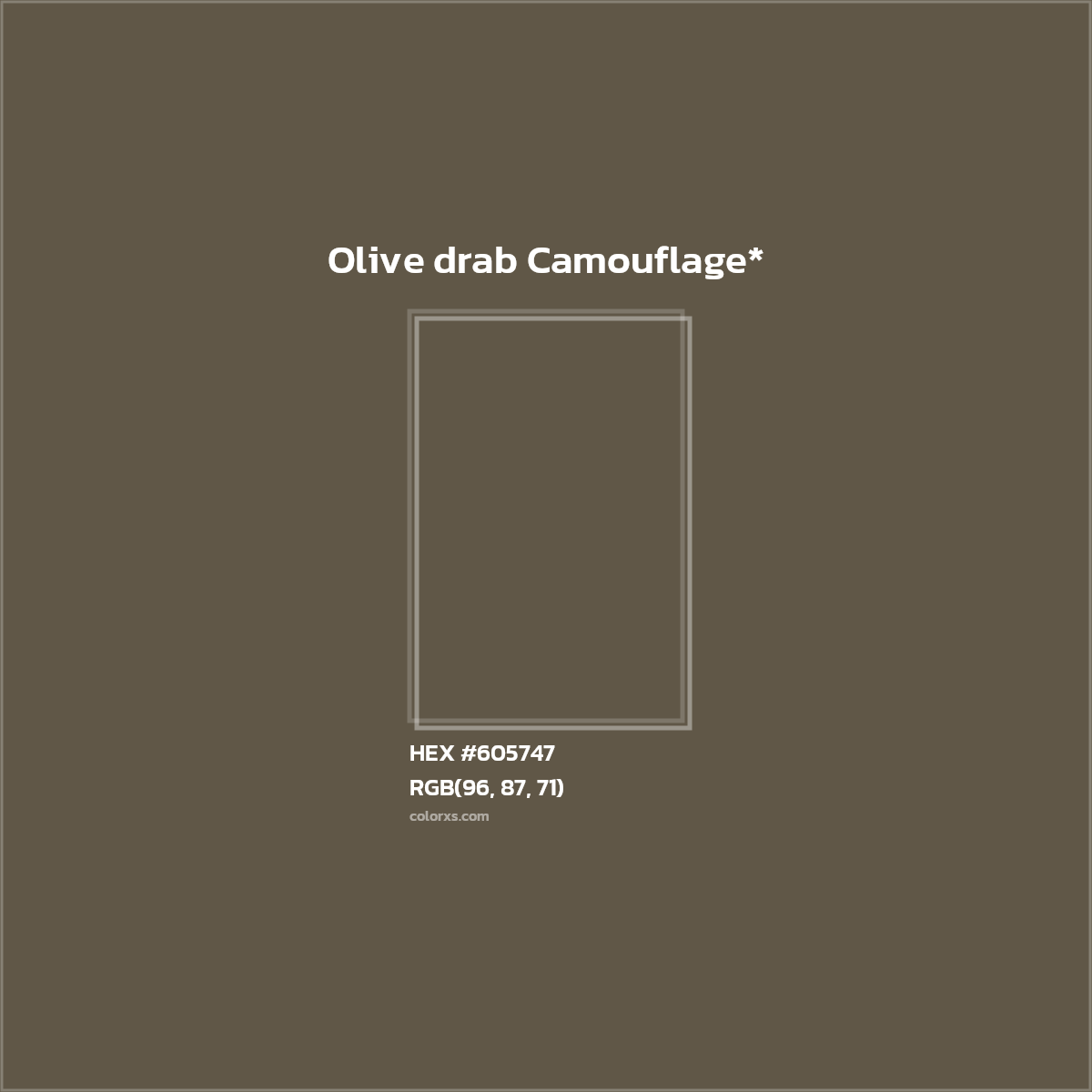 #605747 hex color. RGB, RYB, CMYK, HSL, HSV codes and color conversions. Matching color names, palettes, paints.