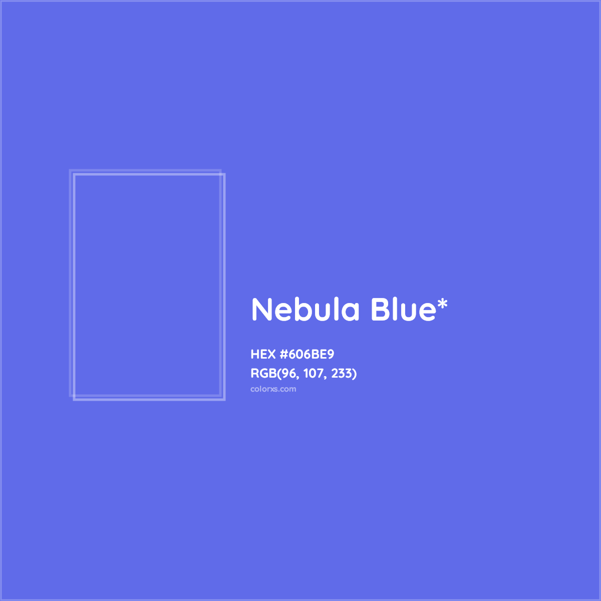 #606BE9 hex color. RGB, RYB, CMYK, HSL, HSV codes and color conversions. Matching color names, palettes, paints.