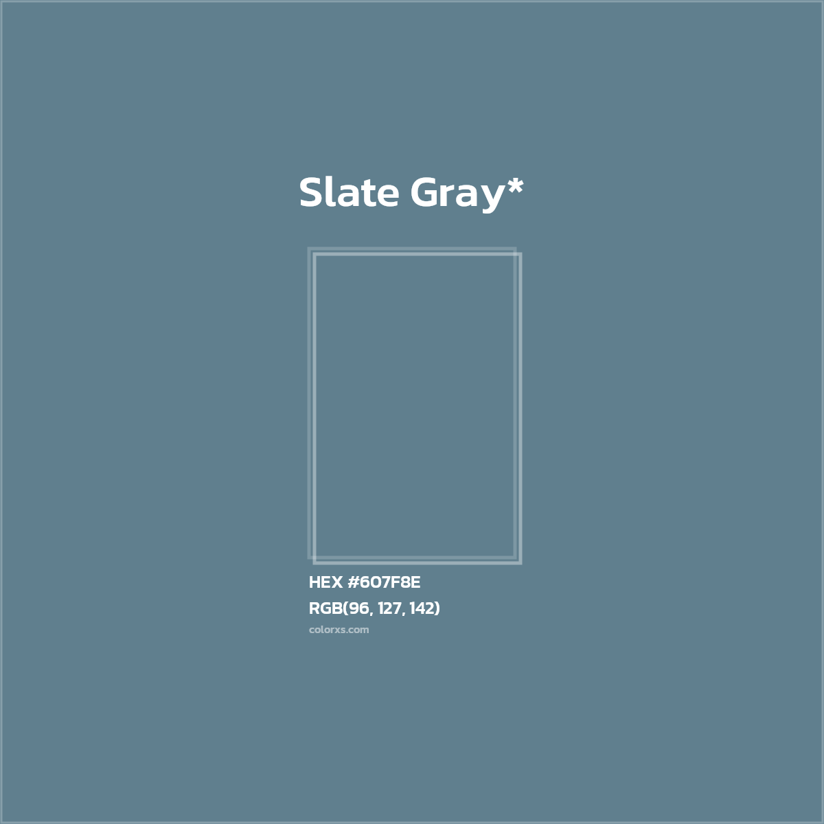 #607F8E hex color. RGB, RYB, CMYK, HSL, HSV codes and color conversions. Matching color names, palettes, paints.