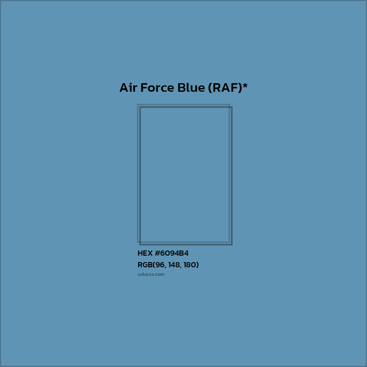 #6094B4 hex color. RGB, RYB, CMYK, HSL, HSV codes and color conversions. Matching color names, palettes, paints.