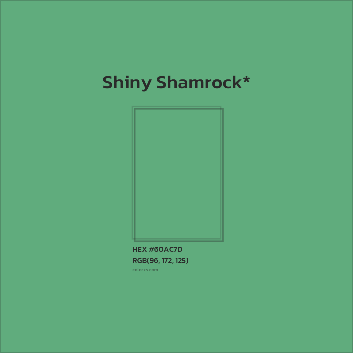 #60AC7D hex color. RGB, RYB, CMYK, HSL, HSV codes and color conversions. Matching color names, palettes, paints.