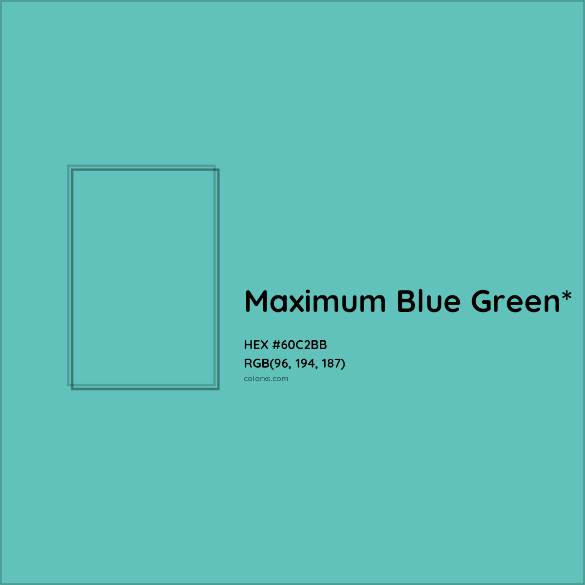 #60C2BB hex color. RGB, RYB, CMYK, HSL, HSV codes and color conversions. Matching color names, palettes, paints.