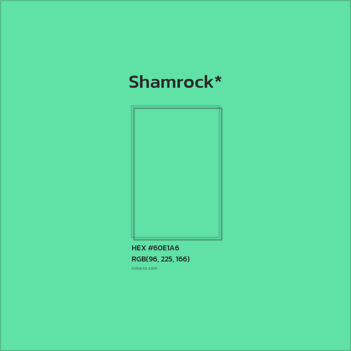 #60E1A6 hex color. RGB, RYB, CMYK, HSL, HSV codes and color conversions. Matching color names, palettes, paints.