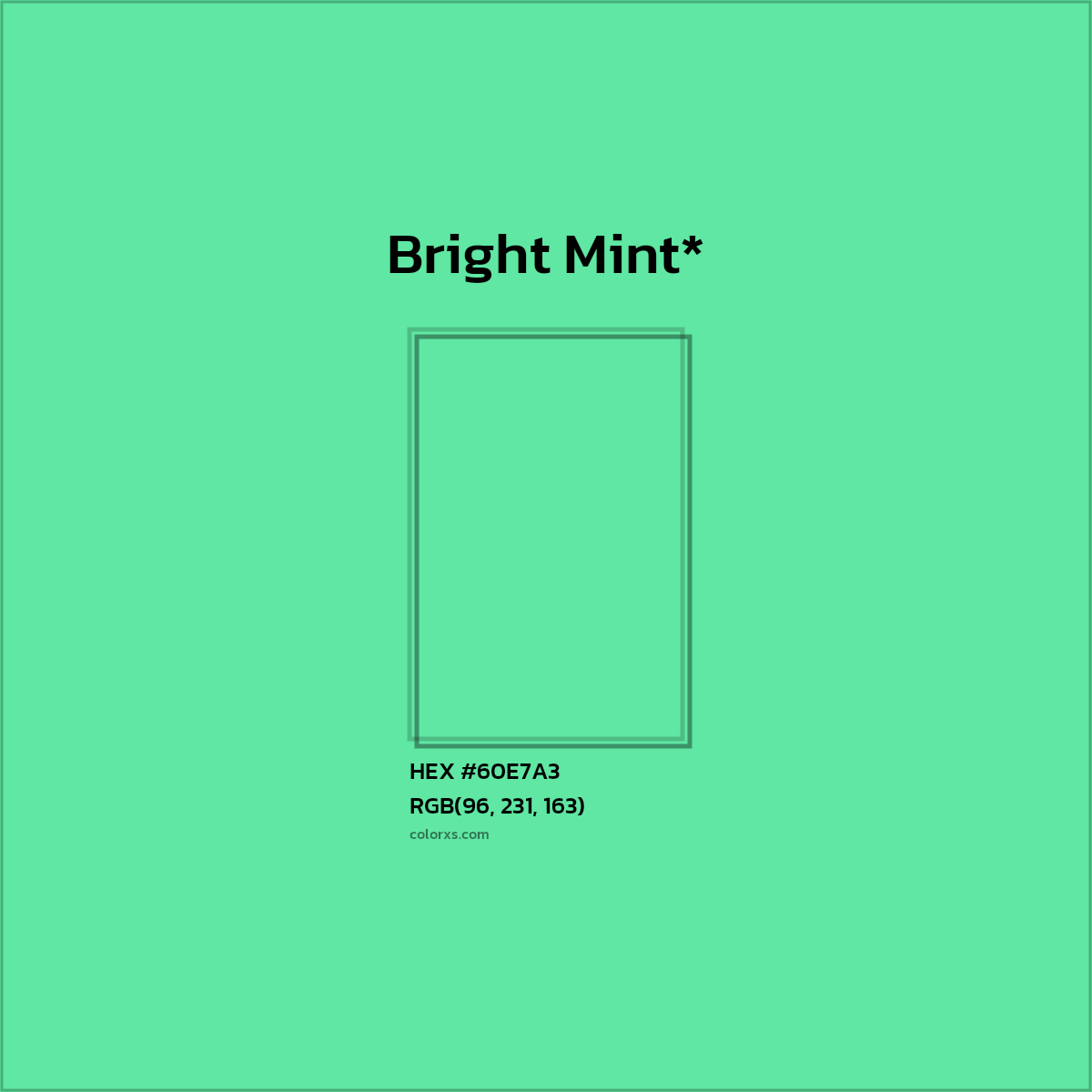 #60E7A3 hex color. RGB, RYB, CMYK, HSL, HSV codes and color conversions. Matching color names, palettes, paints.