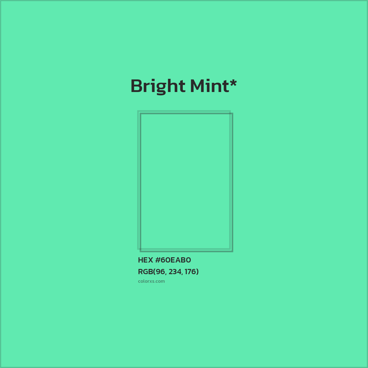 #60EAB0 hex color. RGB, RYB, CMYK, HSL, HSV codes and color conversions. Matching color names, palettes, paints.