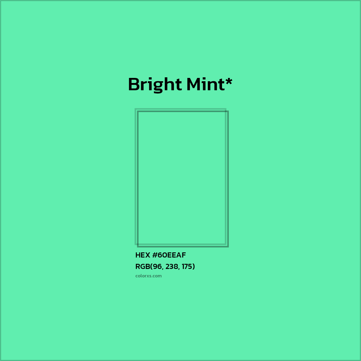 #60EEAF hex color. RGB, RYB, CMYK, HSL, HSV codes and color conversions. Matching color names, palettes, paints.
