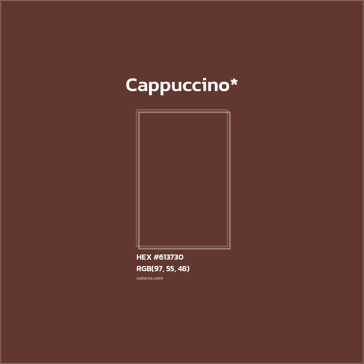 #613730 hex color. RGB, RYB, CMYK, HSL, HSV codes and color conversions. Matching color names, palettes, paints.