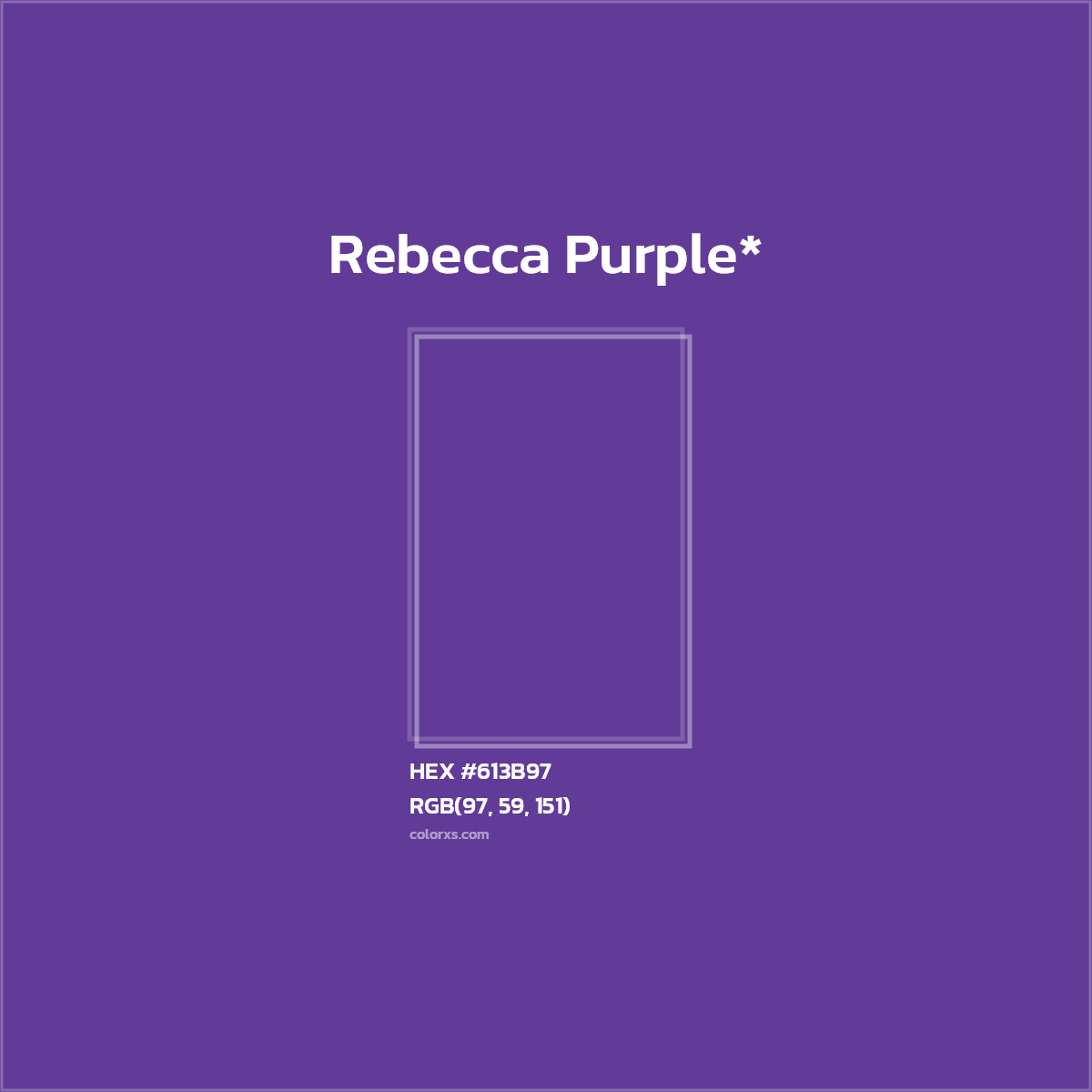 #613B97 hex color. RGB, RYB, CMYK, HSL, HSV codes and color conversions. Matching color names, palettes, paints.