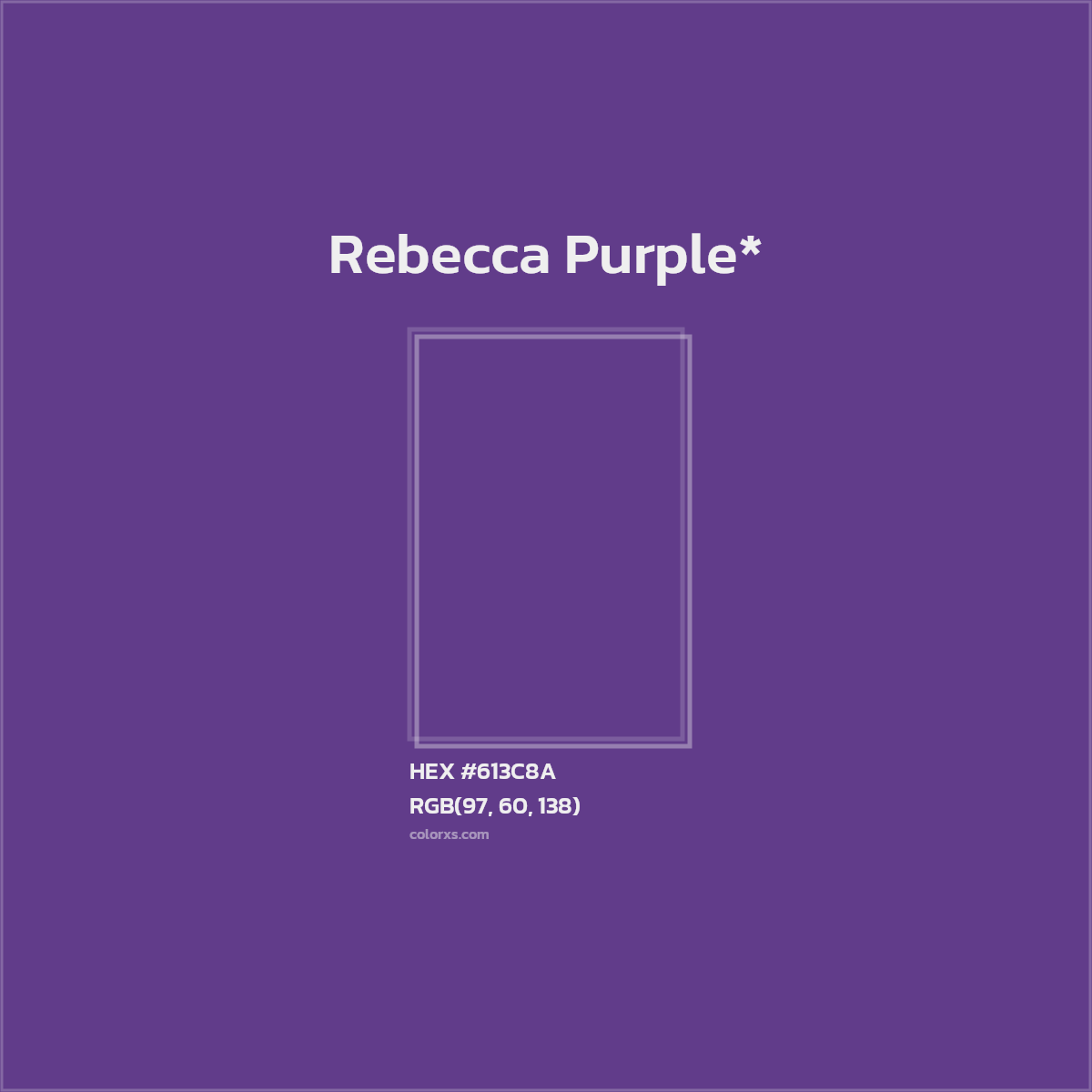 #613C8A hex color. RGB, RYB, CMYK, HSL, HSV codes and color conversions. Matching color names, palettes, paints.