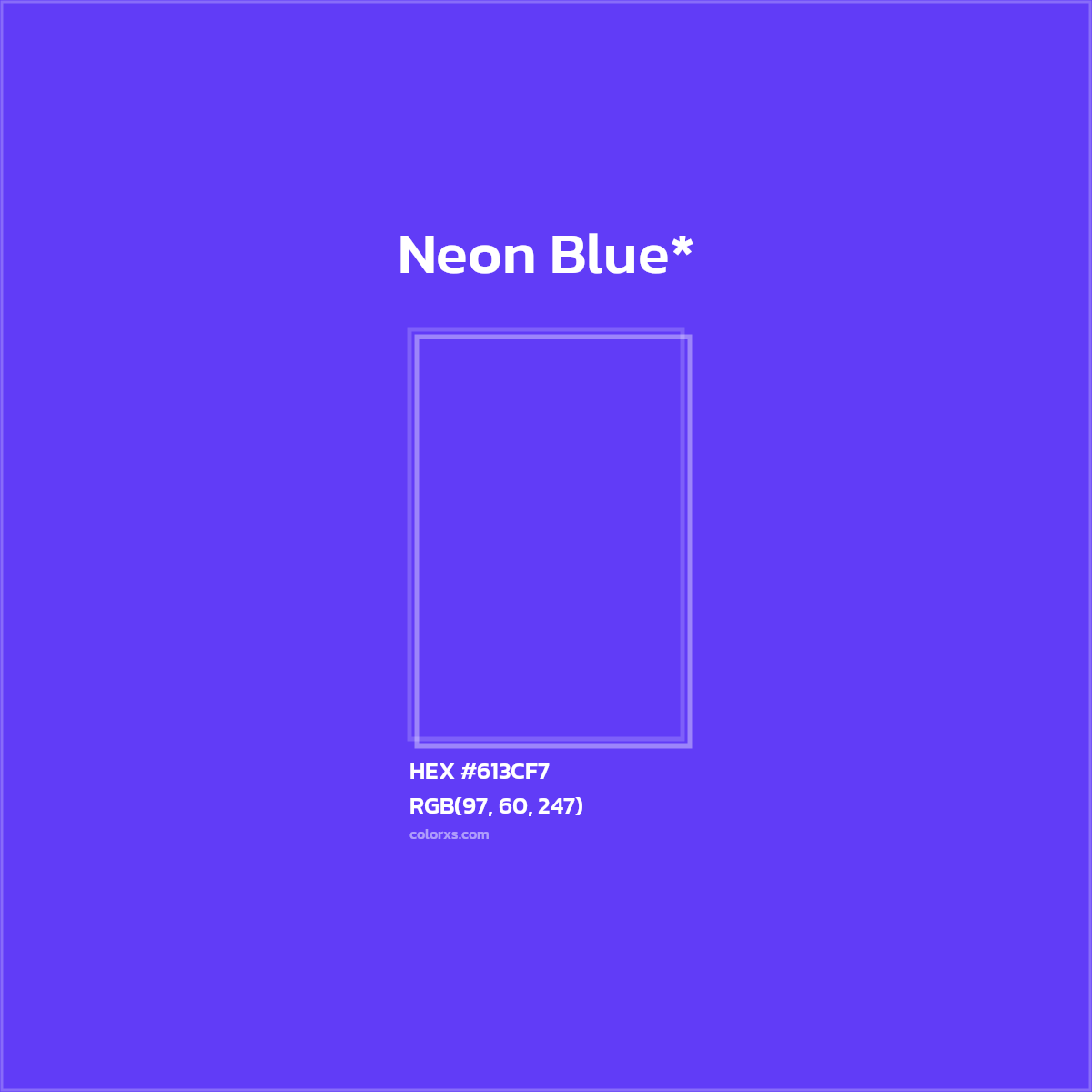 #613CF7 hex color. RGB, RYB, CMYK, HSL, HSV codes and color conversions. Matching color names, palettes, paints.