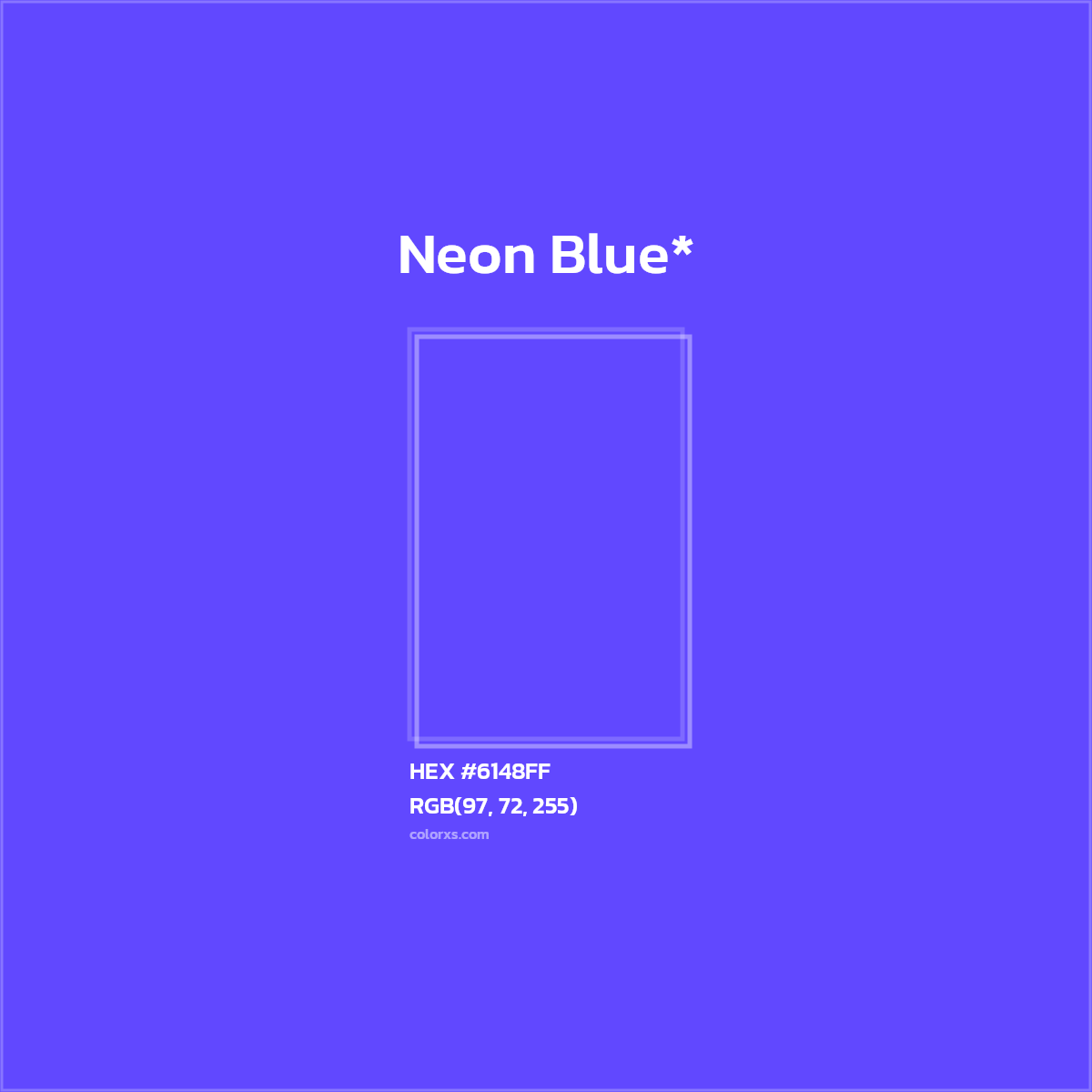 #6148FF hex color. RGB, RYB, CMYK, HSL, HSV codes and color conversions. Matching color names, palettes, paints.