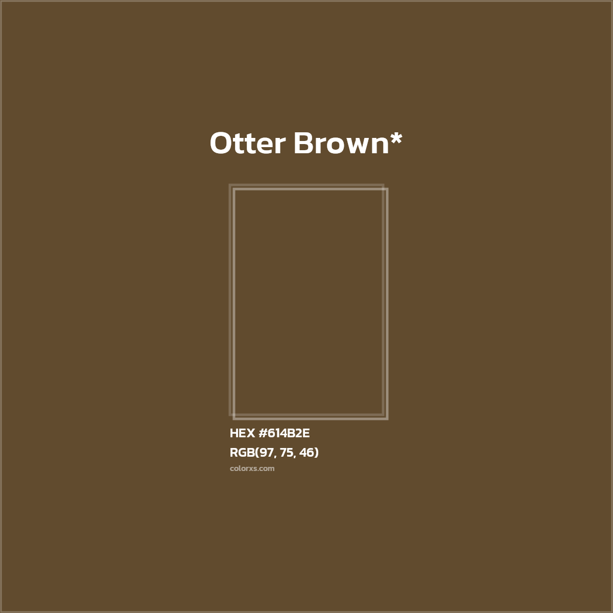 #614B2E hex color. RGB, RYB, CMYK, HSL, HSV codes and color conversions. Matching color names, palettes, paints.