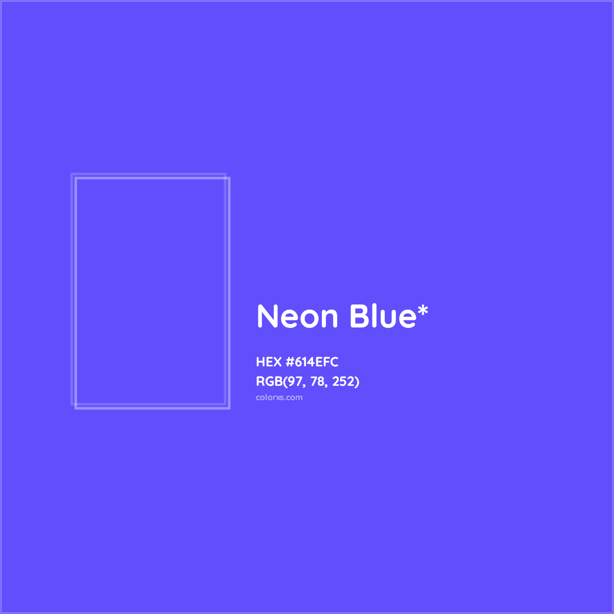 #614EFC hex color. RGB, RYB, CMYK, HSL, HSV codes and color conversions. Matching color names, palettes, paints.