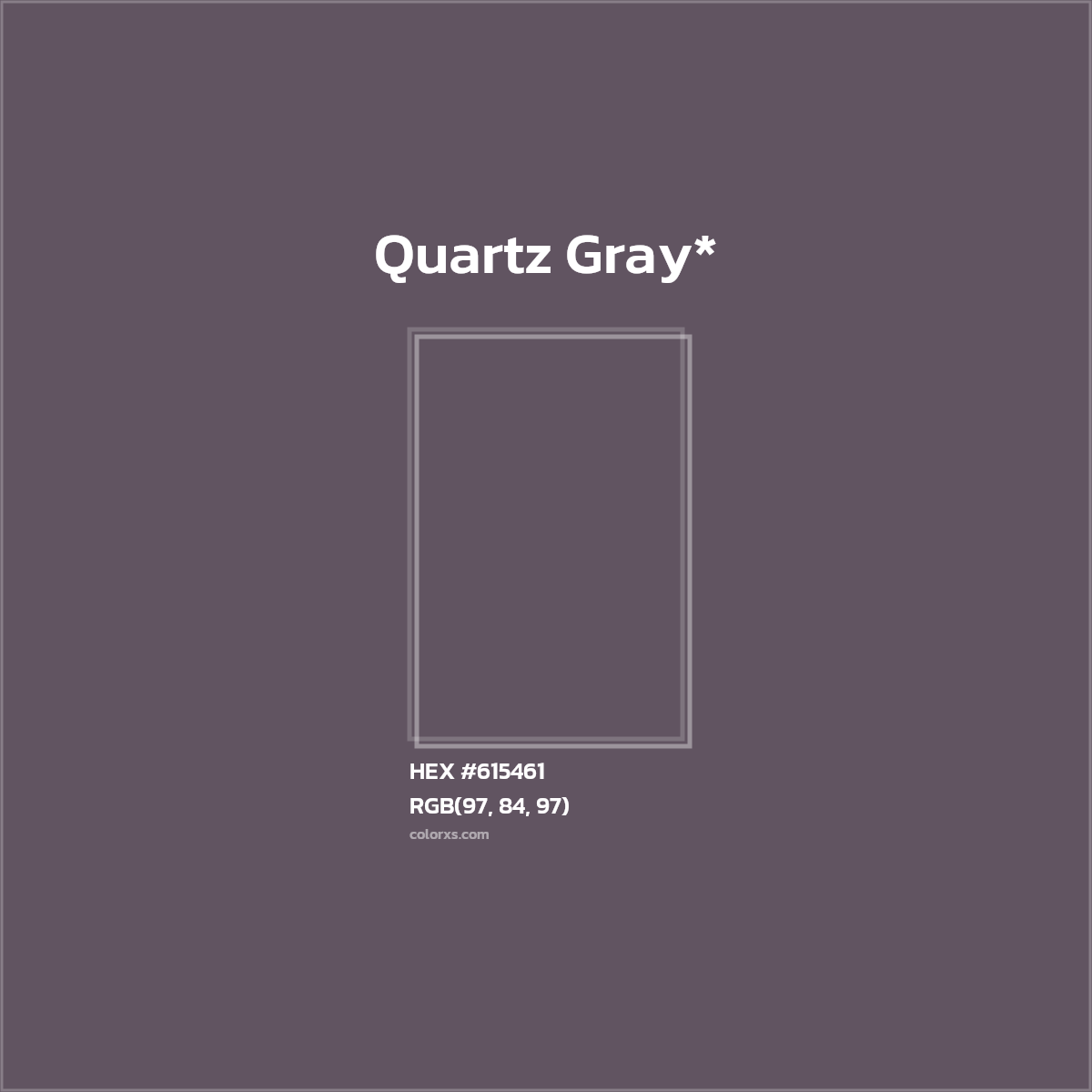 #615461 hex color. RGB, RYB, CMYK, HSL, HSV codes and color conversions. Matching color names, palettes, paints.