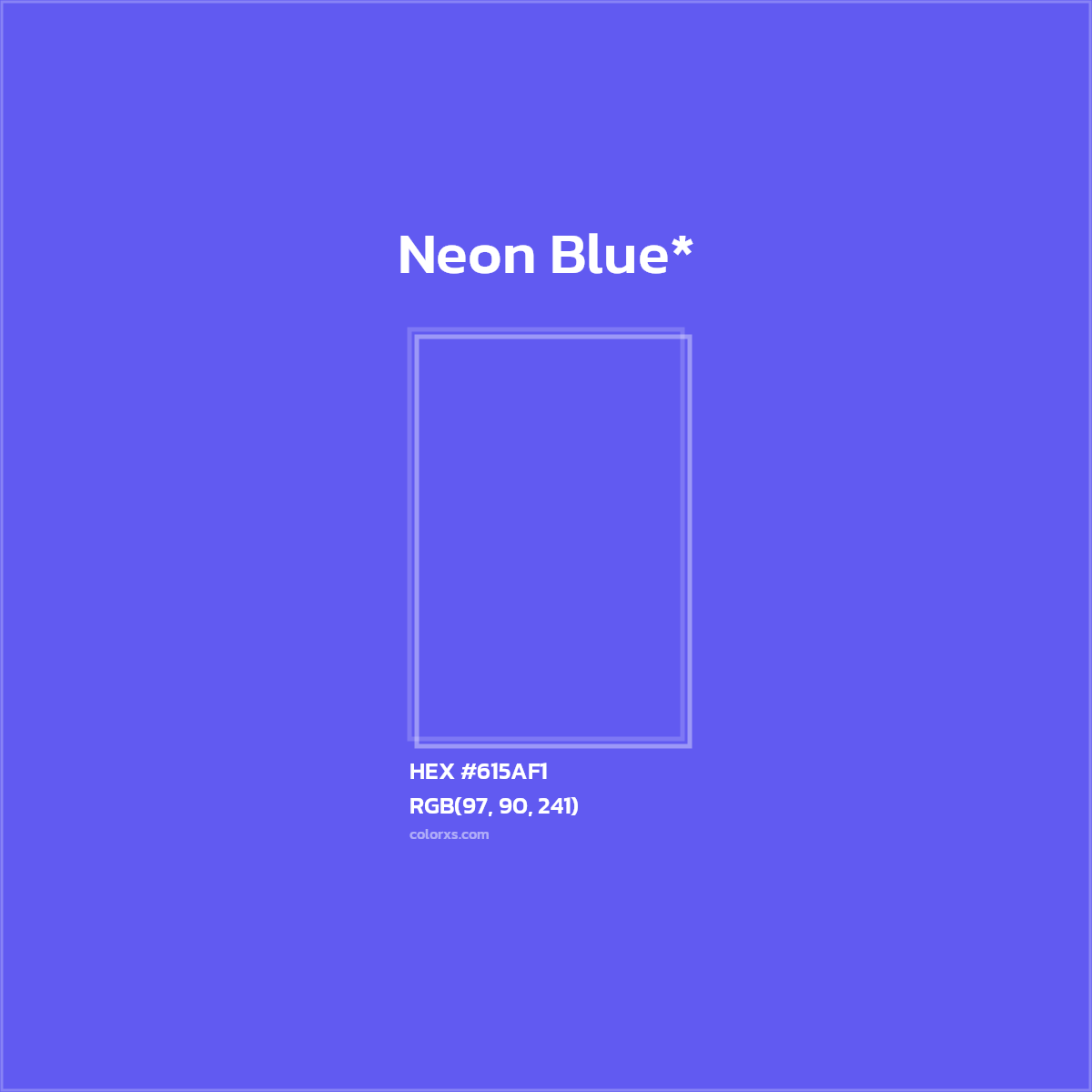 #615AF1 hex color. RGB, RYB, CMYK, HSL, HSV codes and color conversions. Matching color names, palettes, paints.