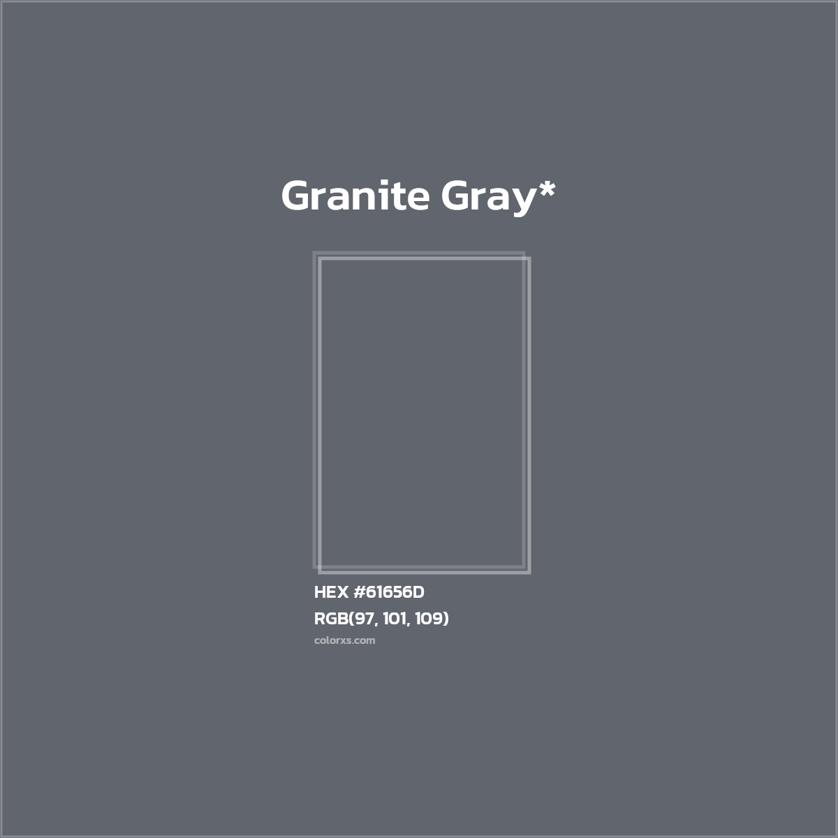 #61656D hex color. RGB, RYB, CMYK, HSL, HSV codes and color conversions. Matching color names, palettes, paints.