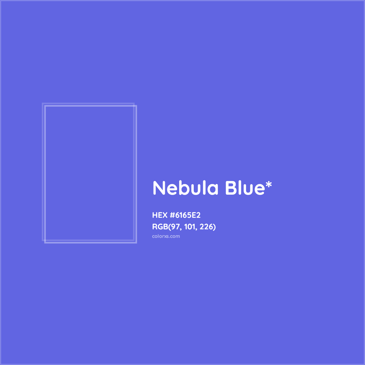 #6165E2 hex color. RGB, RYB, CMYK, HSL, HSV codes and color conversions. Matching color names, palettes, paints.
