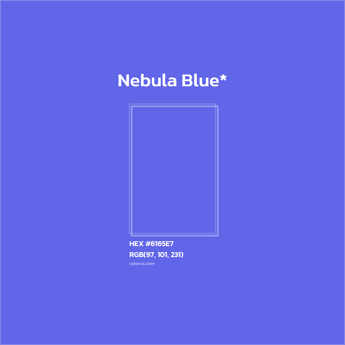#6165E7 hex color. RGB, RYB, CMYK, HSL, HSV codes and color conversions. Matching color names, palettes, paints.