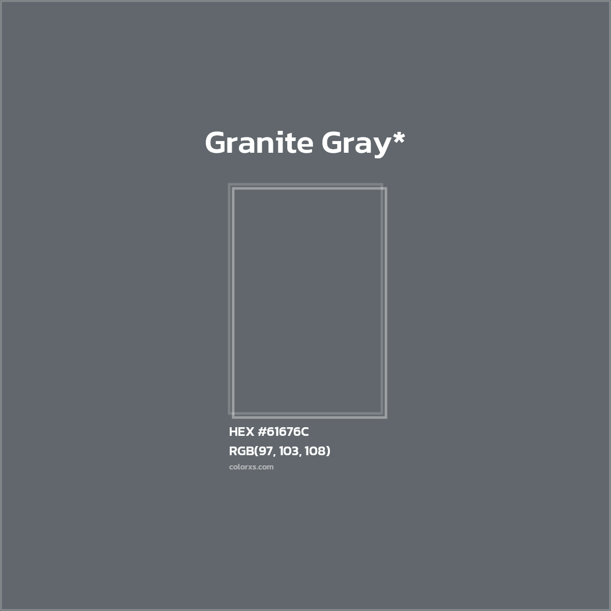 #61676C hex color. RGB, RYB, CMYK, HSL, HSV codes and color conversions. Matching color names, palettes, paints.