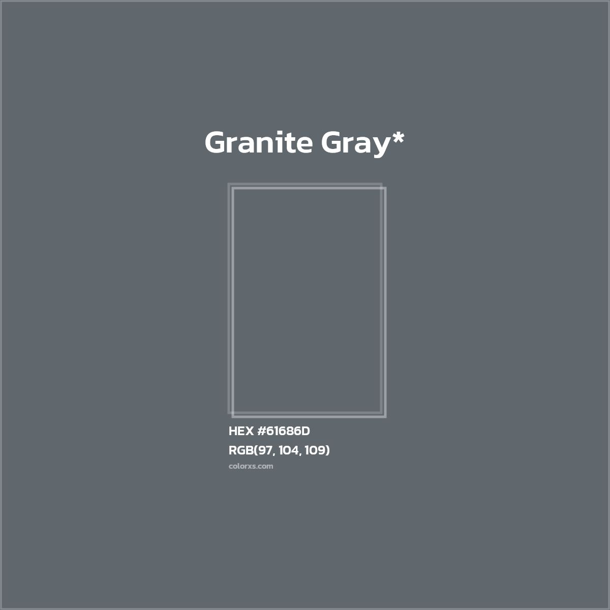 #61686D hex color. RGB, RYB, CMYK, HSL, HSV codes and color conversions. Matching color names, palettes, paints.