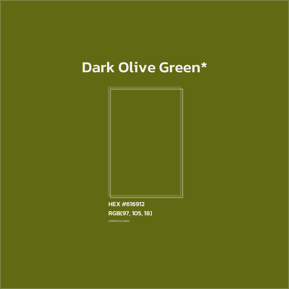 #616912 hex color. RGB, RYB, CMYK, HSL, HSV codes and color conversions. Matching color names, palettes, paints.