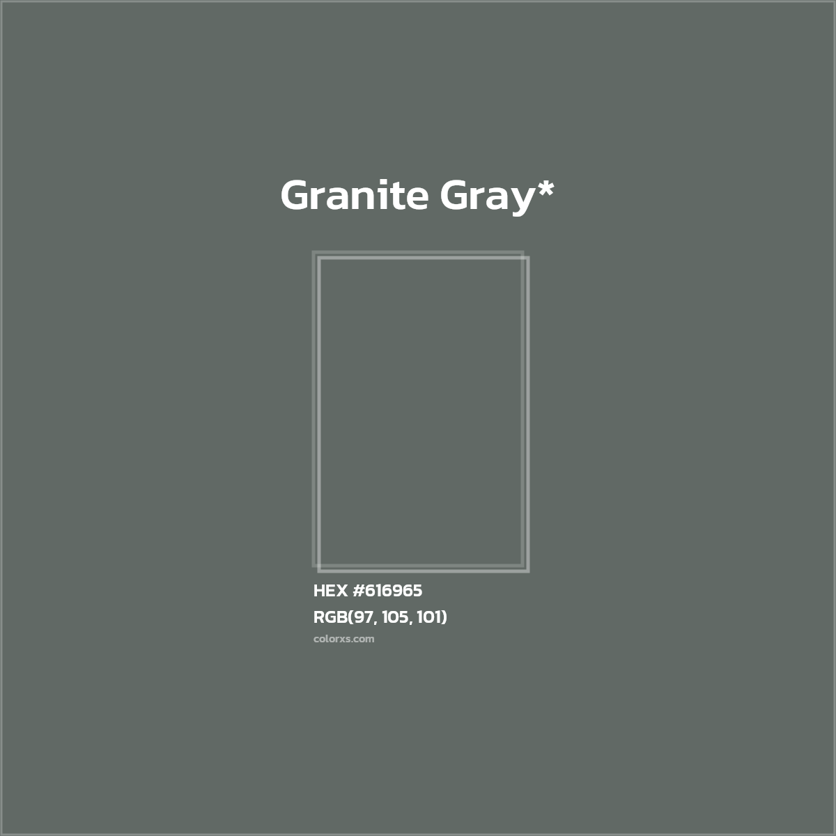 #616965 hex color. RGB, RYB, CMYK, HSL, HSV codes and color conversions. Matching color names, palettes, paints.
