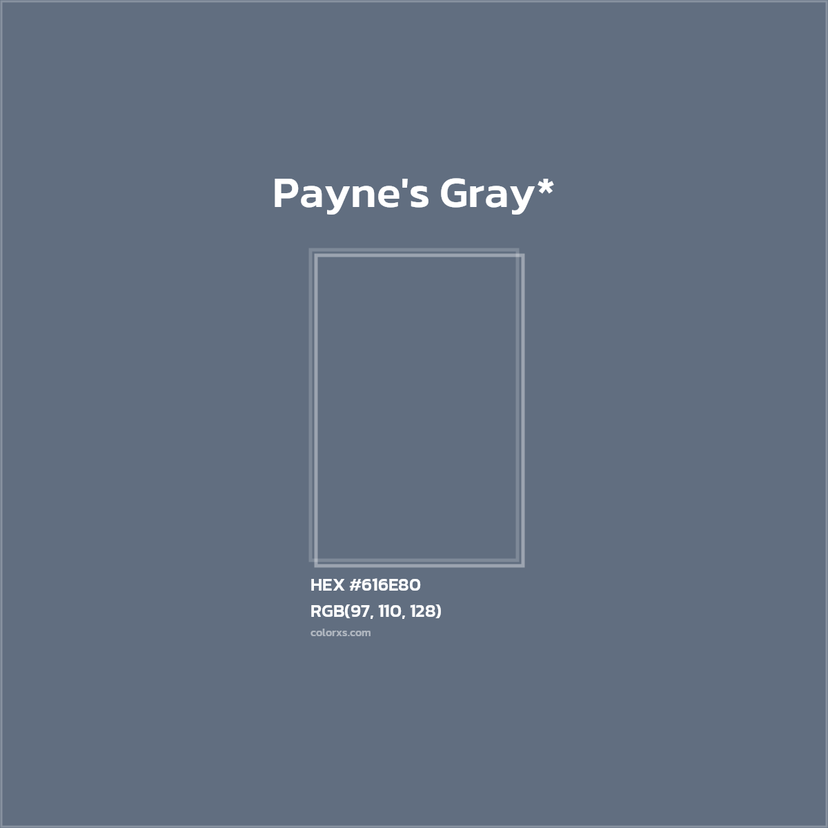 #616E80 hex color. RGB, RYB, CMYK, HSL, HSV codes and color conversions. Matching color names, palettes, paints.