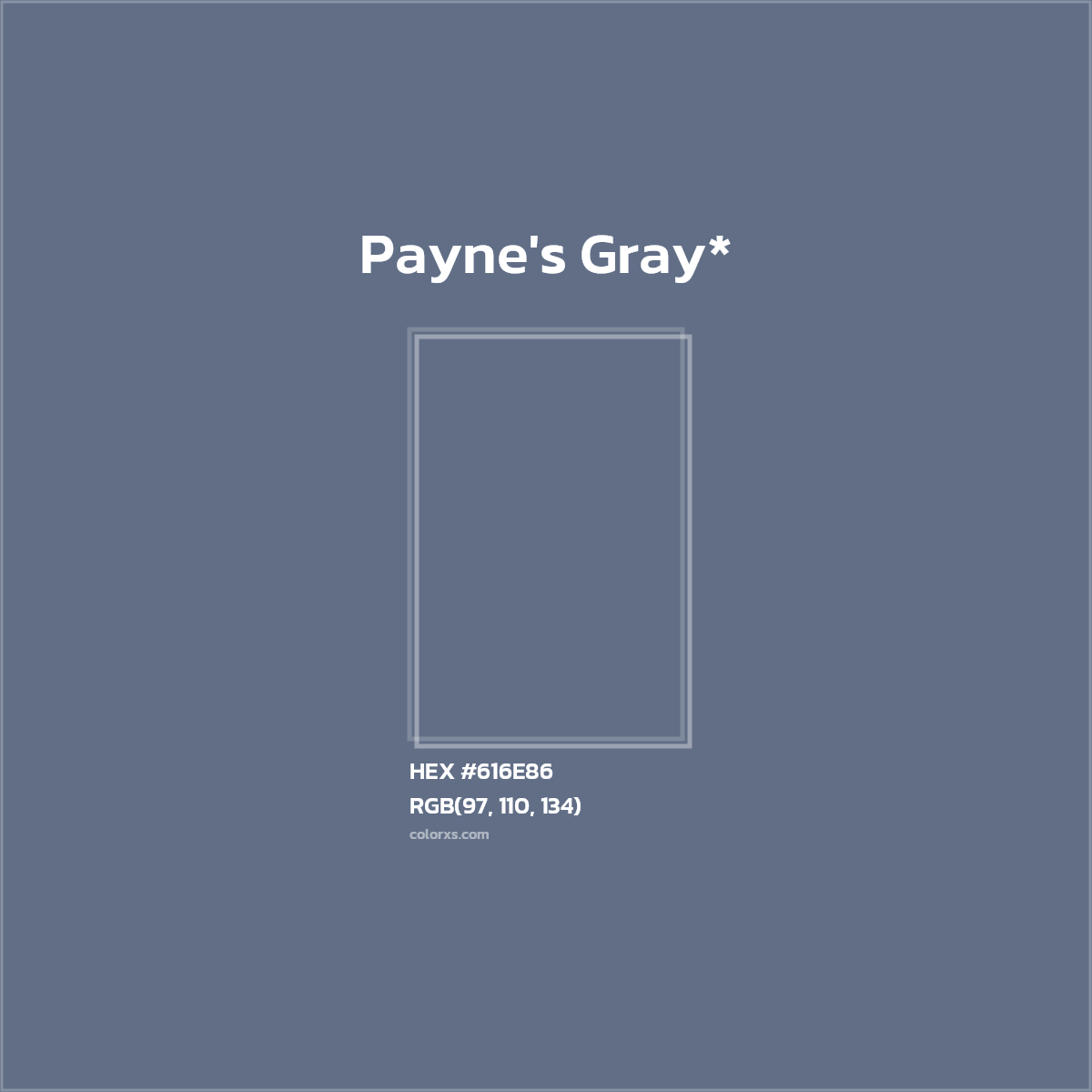 #616E86 hex color. RGB, RYB, CMYK, HSL, HSV codes and color conversions. Matching color names, palettes, paints.