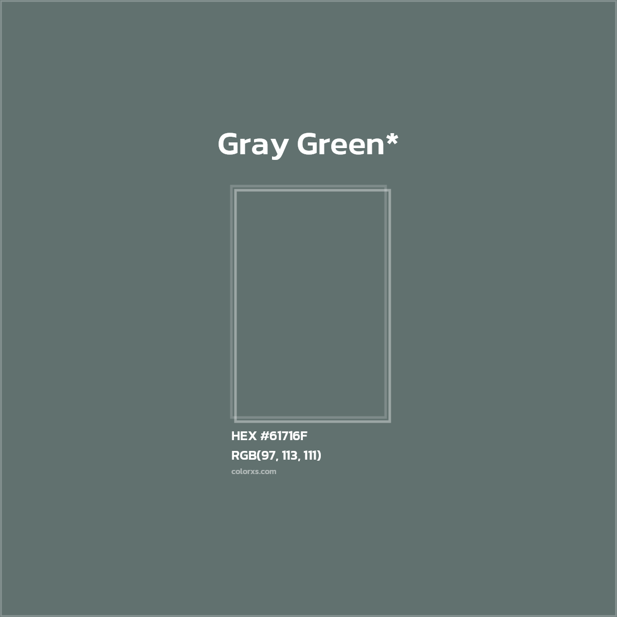 #61716F hex color. RGB, RYB, CMYK, HSL, HSV codes and color conversions. Matching color names, palettes, paints.