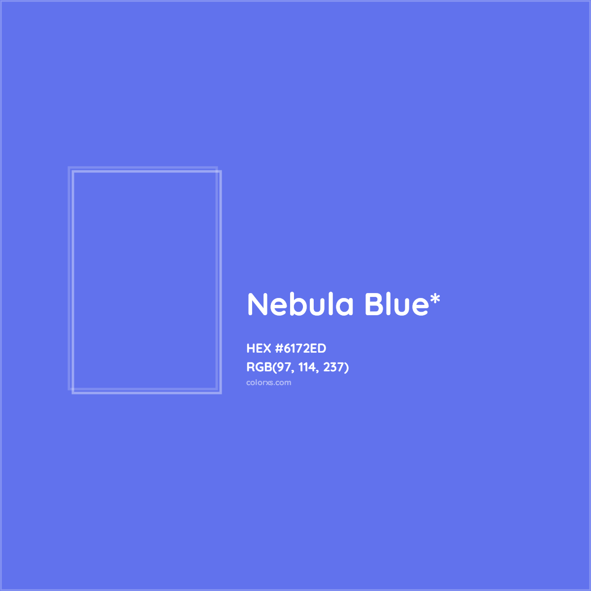 #6172ED hex color. RGB, RYB, CMYK, HSL, HSV codes and color conversions. Matching color names, palettes, paints.