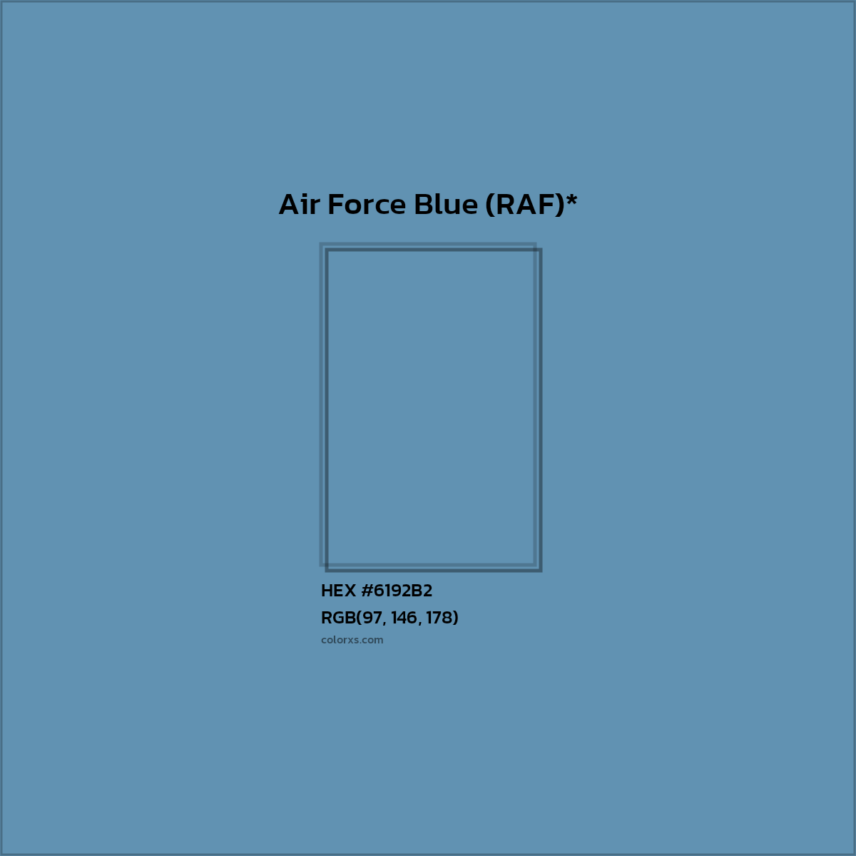 #6192B2 hex color. RGB, RYB, CMYK, HSL, HSV codes and color conversions. Matching color names, palettes, paints.