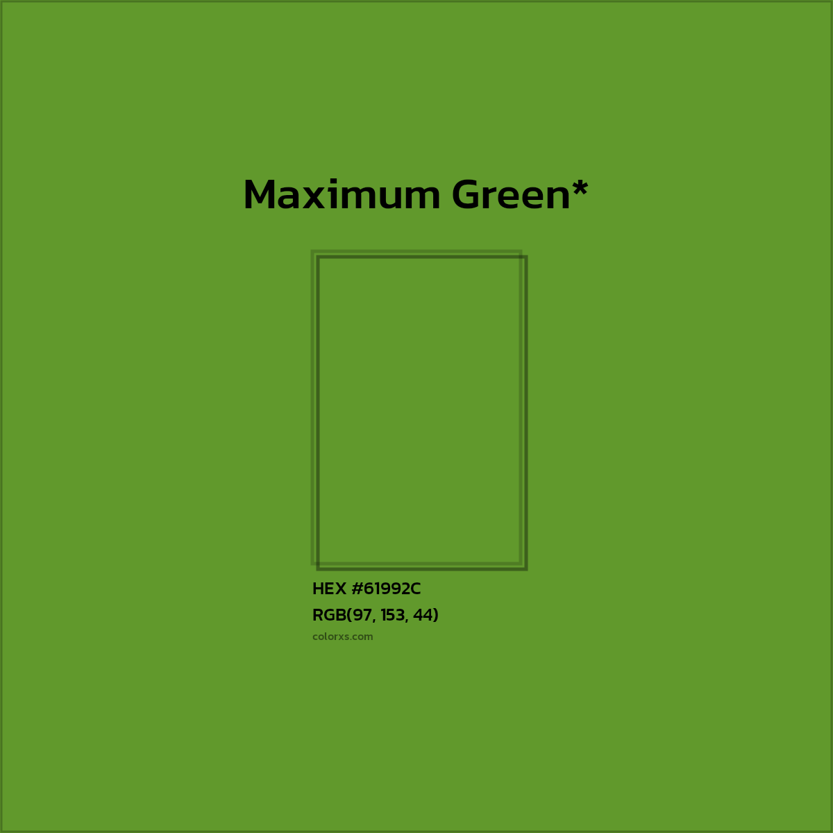 #61992C hex color. RGB, RYB, CMYK, HSL, HSV codes and color conversions. Matching color names, palettes, paints.