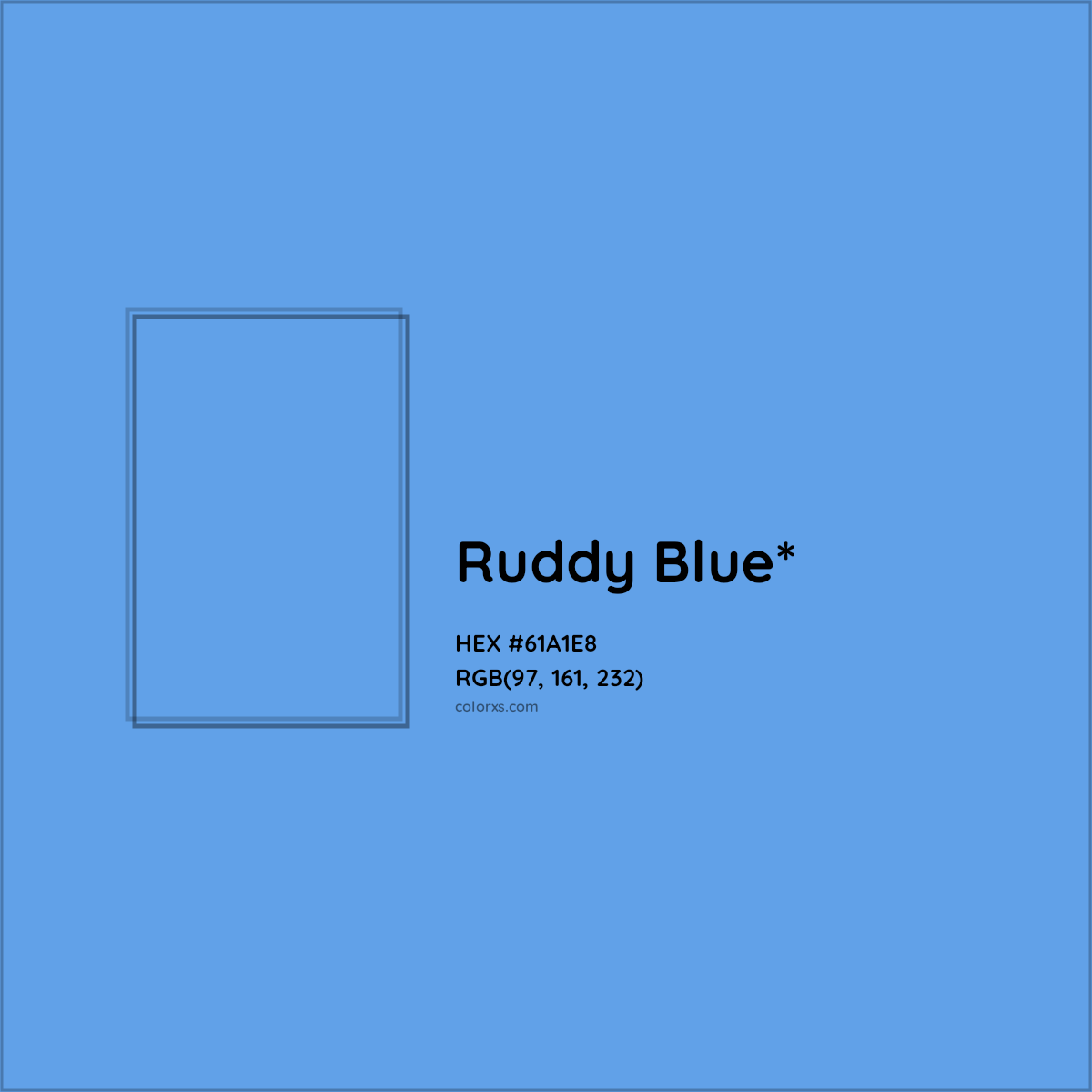#61A1E8 hex color. RGB, RYB, CMYK, HSL, HSV codes and color conversions. Matching color names, palettes, paints.