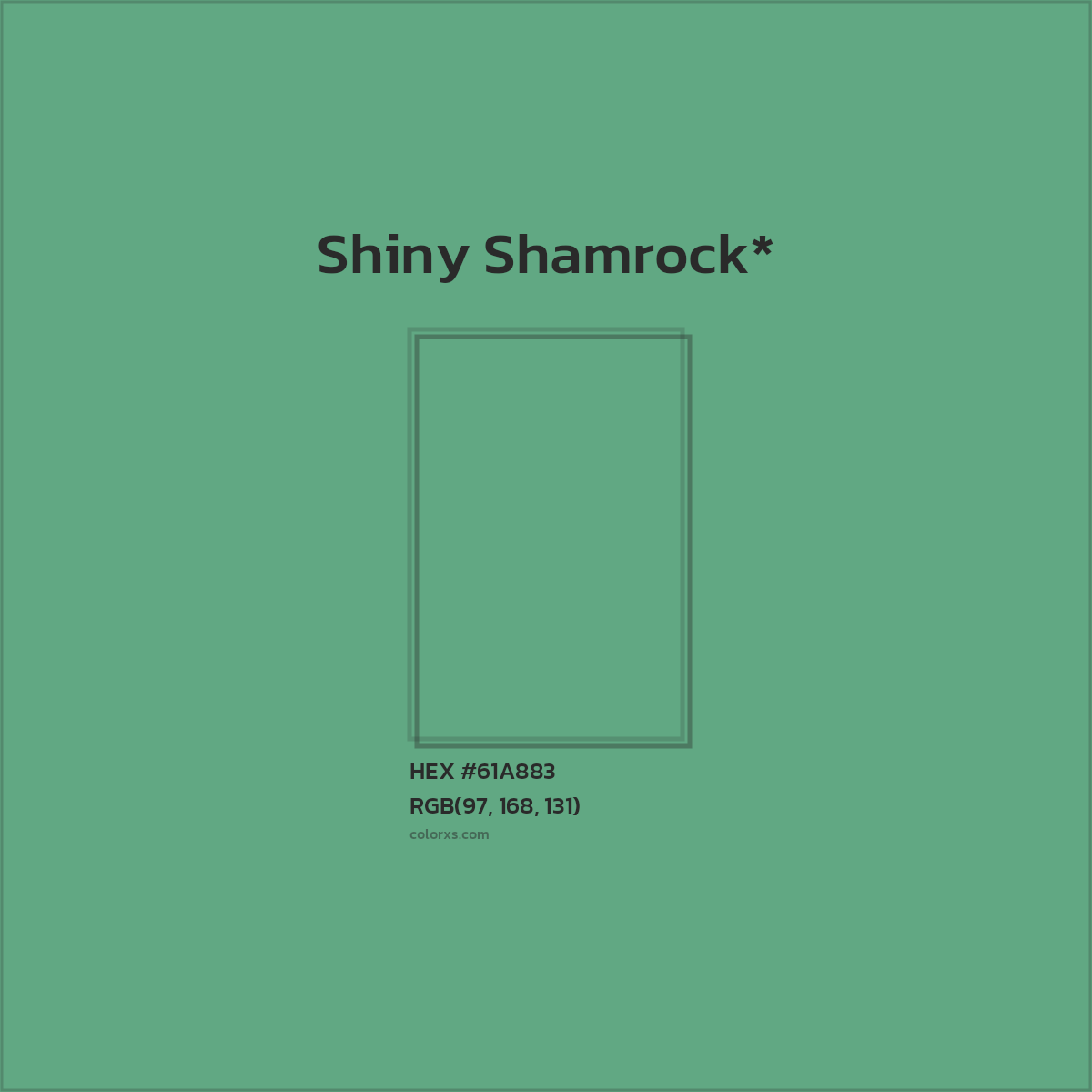 #61A883 hex color. RGB, RYB, CMYK, HSL, HSV codes and color conversions. Matching color names, palettes, paints.