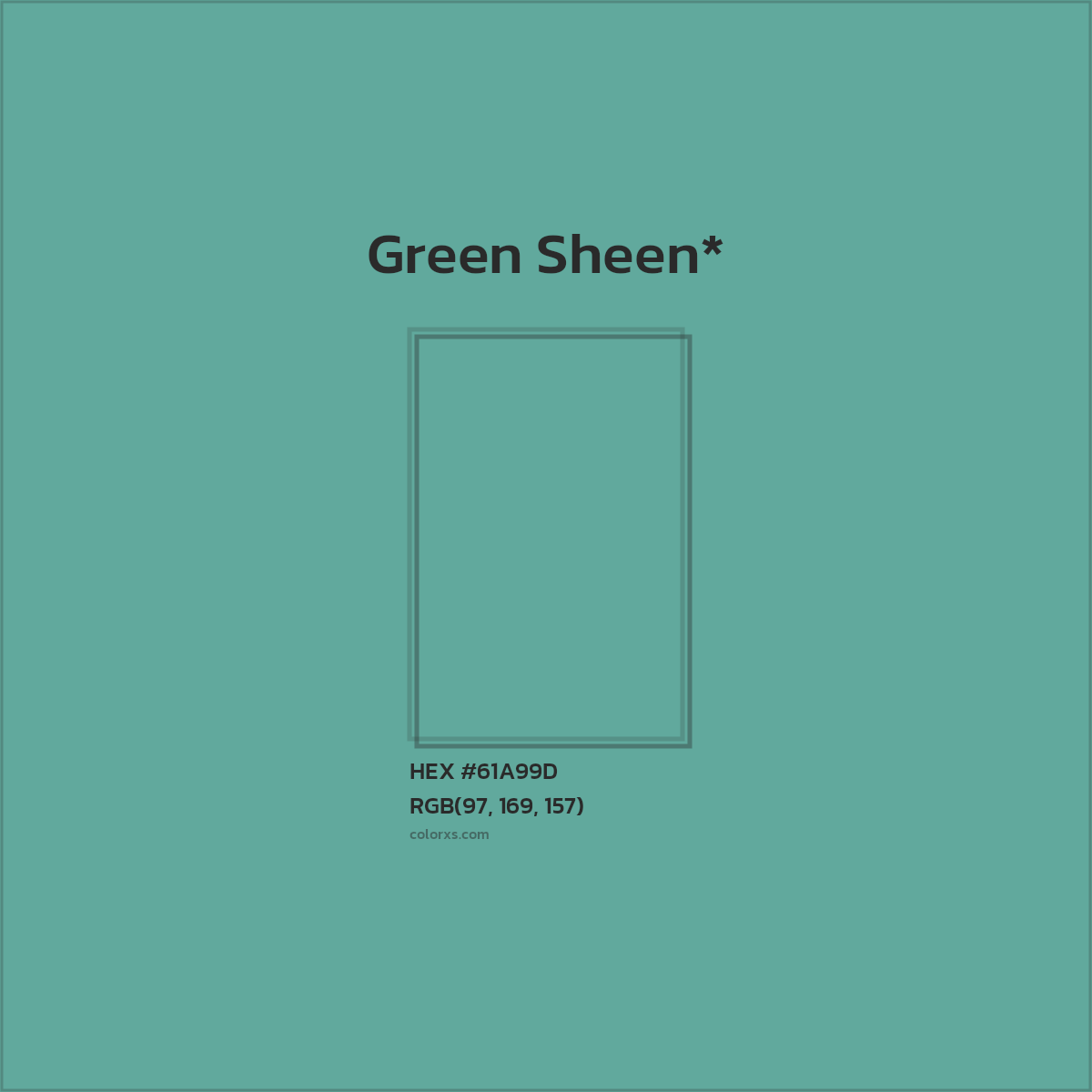 #61A99D hex color. RGB, RYB, CMYK, HSL, HSV codes and color conversions. Matching color names, palettes, paints.