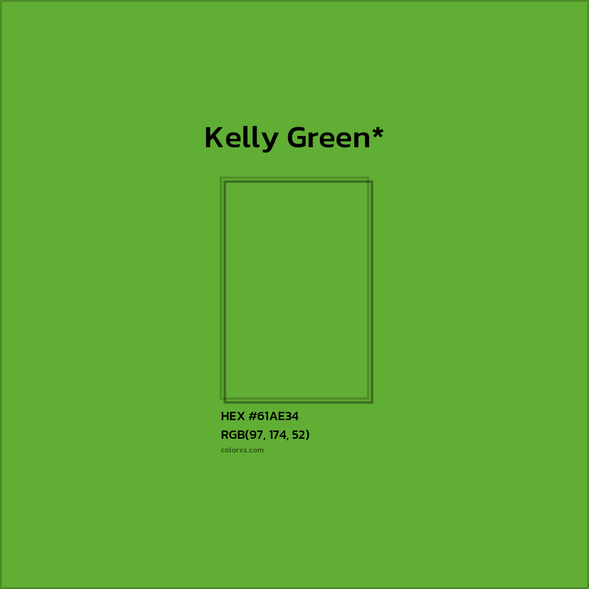 #61AE34 hex color. RGB, RYB, CMYK, HSL, HSV codes and color conversions. Matching color names, palettes, paints.