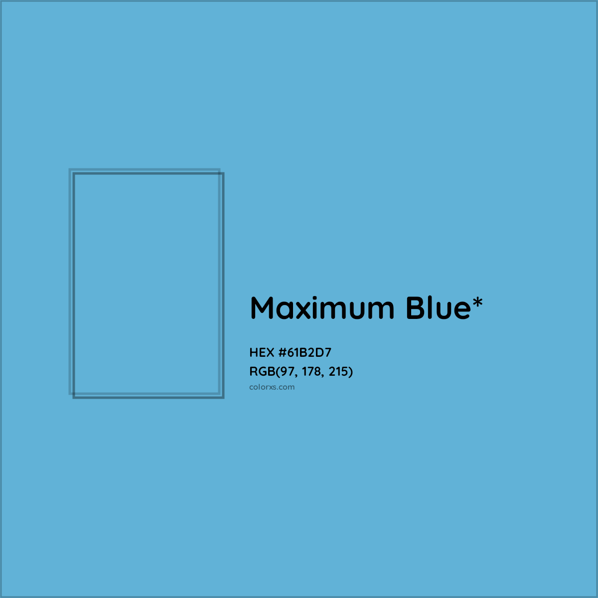 #61B2D7 hex color. RGB, RYB, CMYK, HSL, HSV codes and color conversions. Matching color names, palettes, paints.