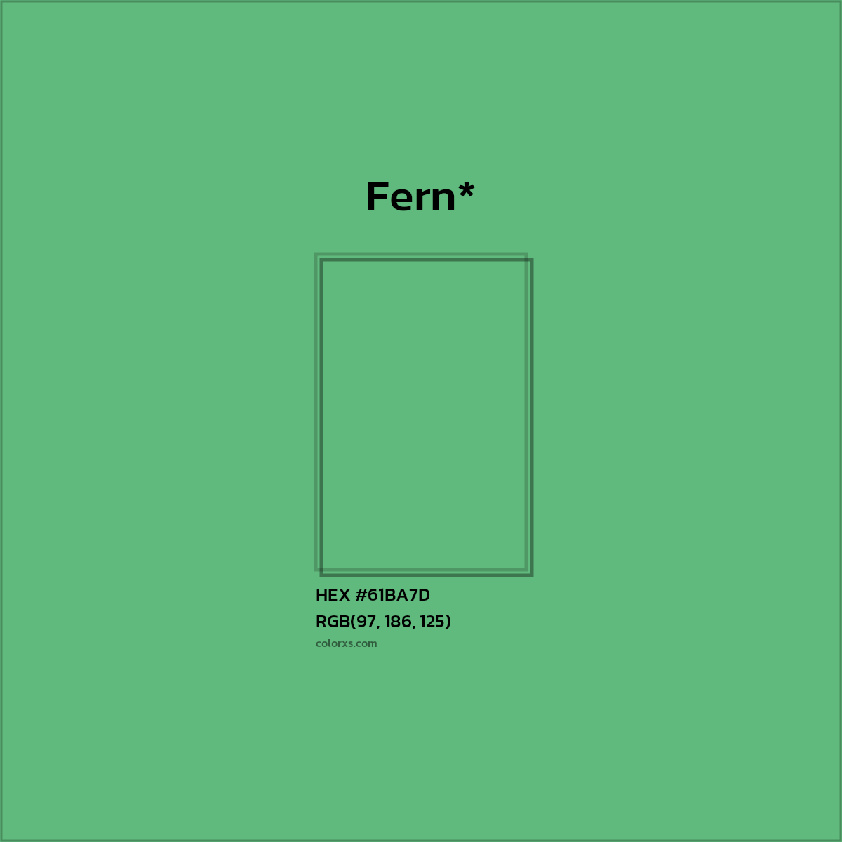 #61BA7D hex color. RGB, RYB, CMYK, HSL, HSV codes and color conversions. Matching color names, palettes, paints.