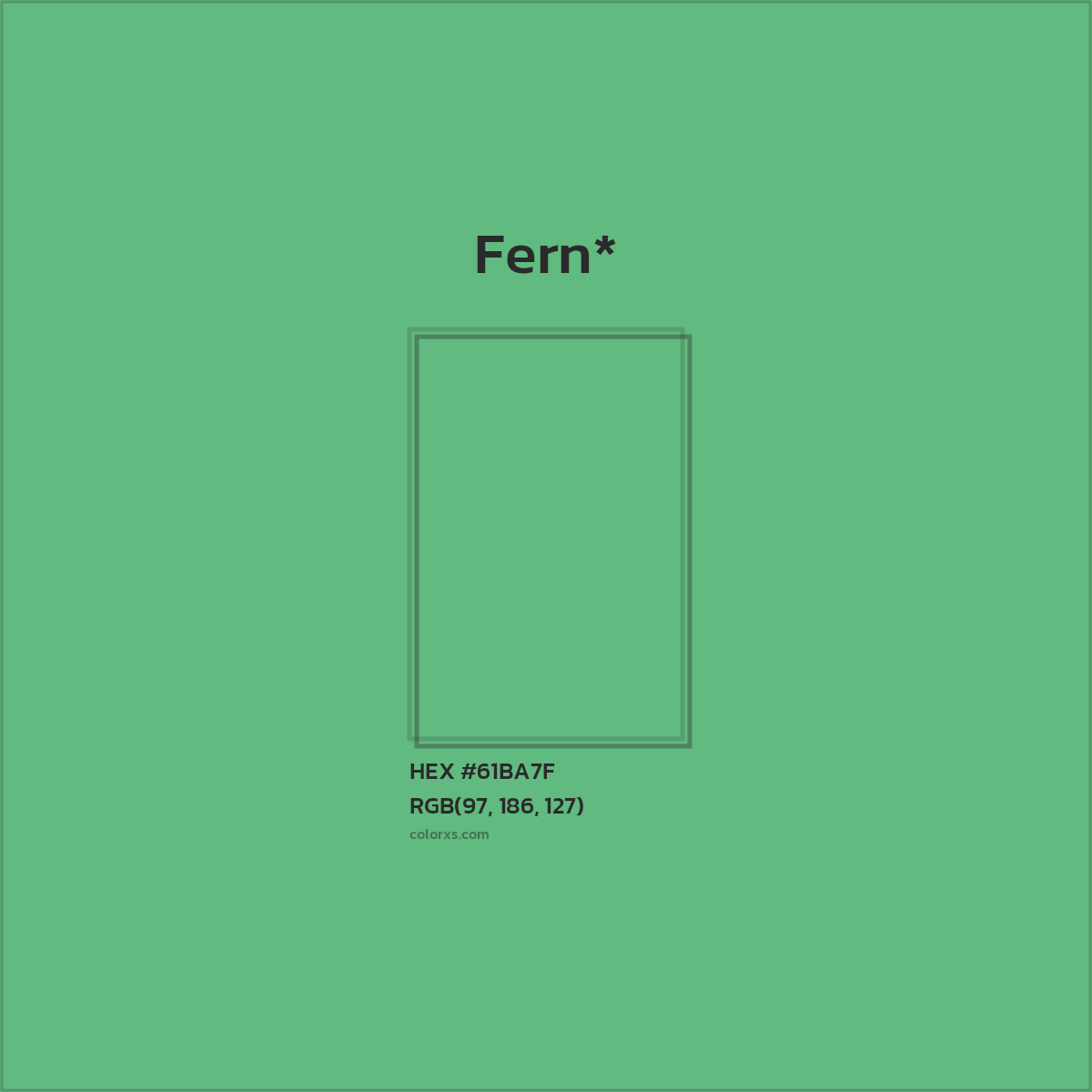 #61BA7F hex color. RGB, RYB, CMYK, HSL, HSV codes and color conversions. Matching color names, palettes, paints.