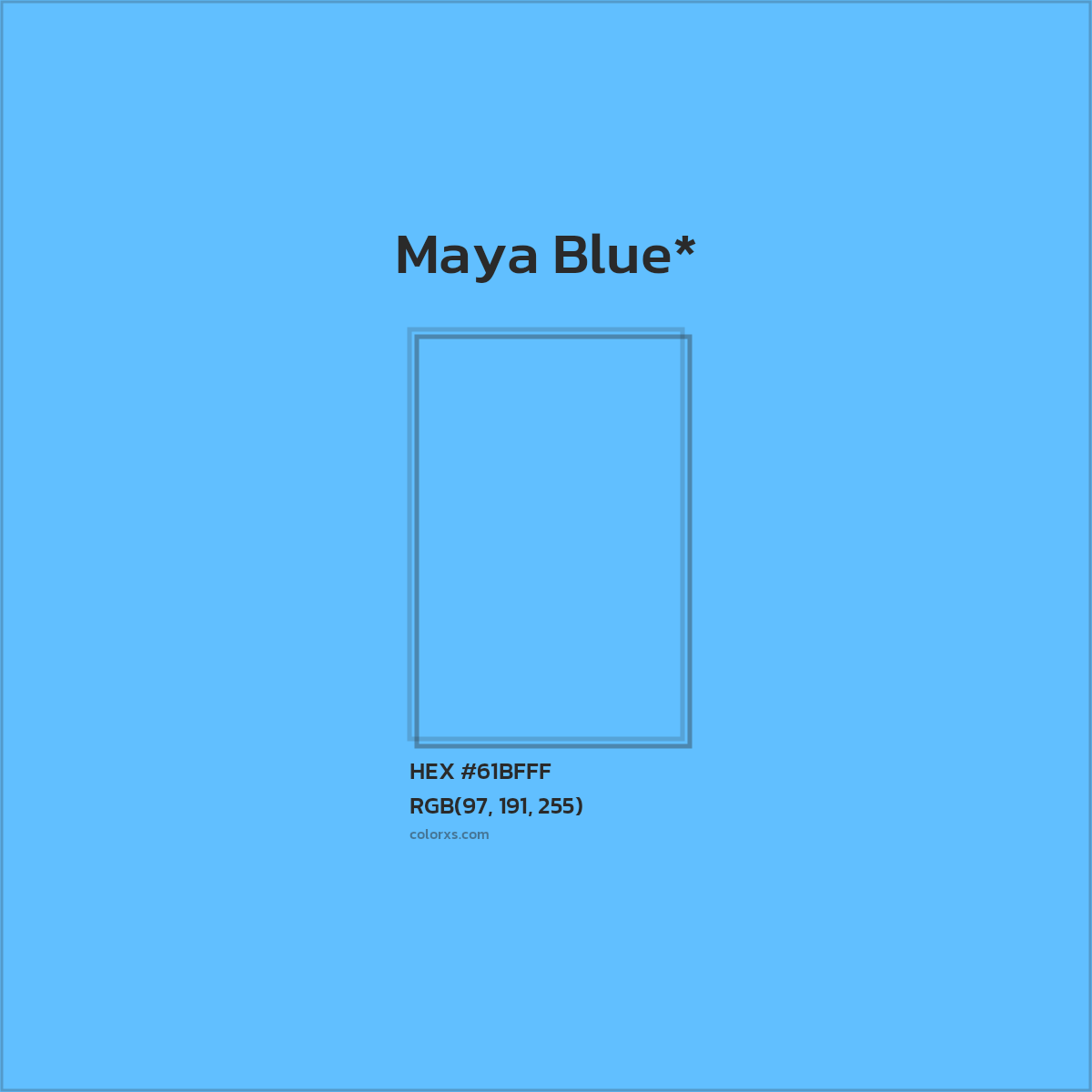 #61BFFF hex color. RGB, RYB, CMYK, HSL, HSV codes and color conversions. Matching color names, palettes, paints.