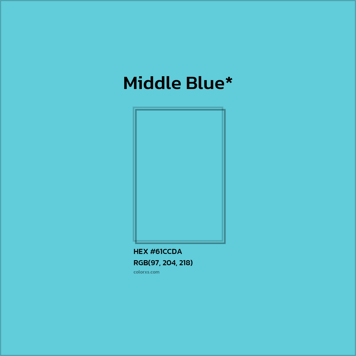 #61CCDA hex color. RGB, RYB, CMYK, HSL, HSV codes and color conversions. Matching color names, palettes, paints.
